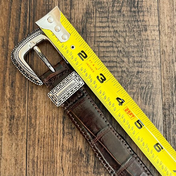 VTG Canterbury Belt Genuine Crocodile Italian Leather Western Mens Size 34 Brown - Picture 12 of 15